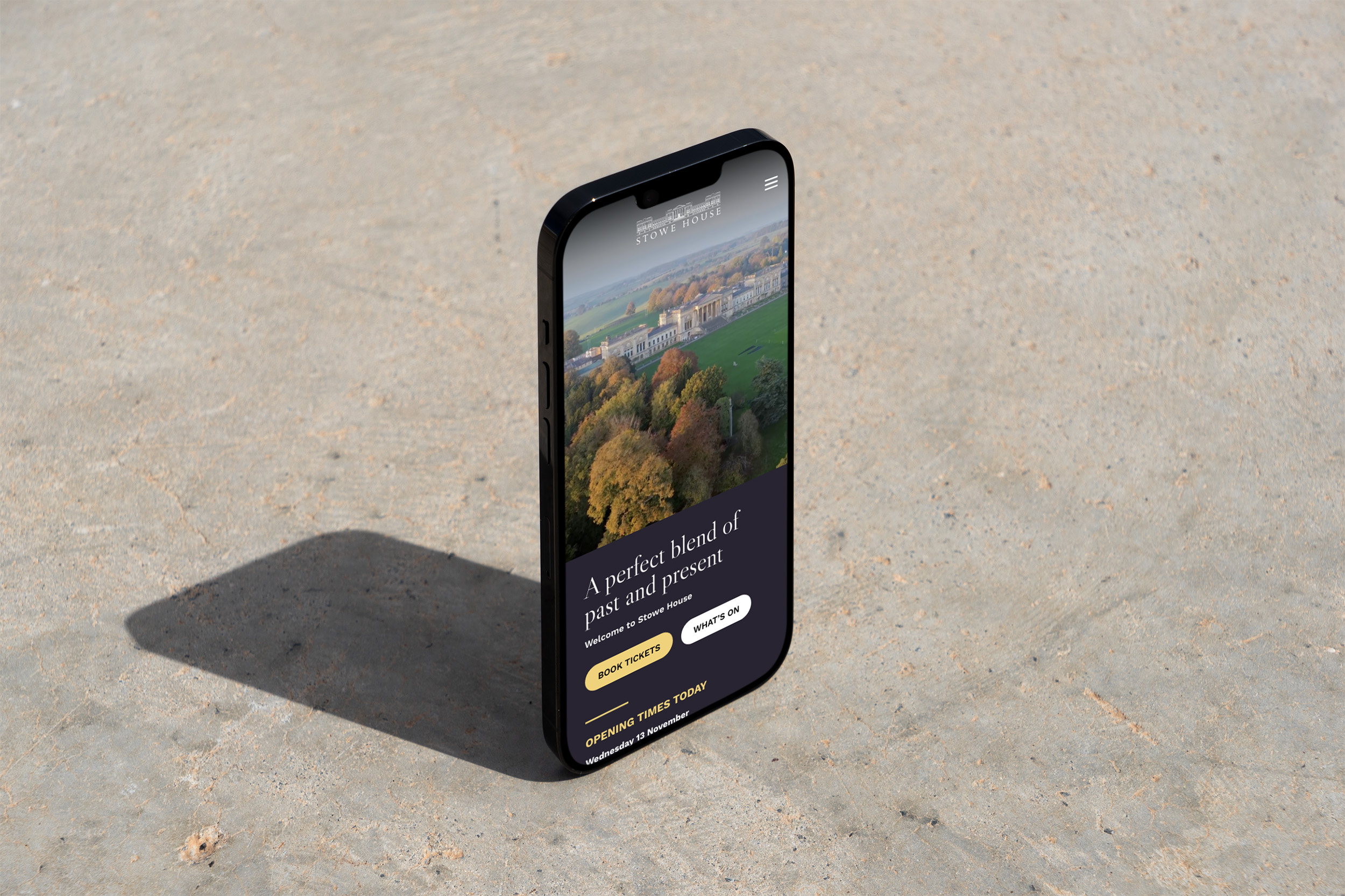 Stowe House website - Mobile view